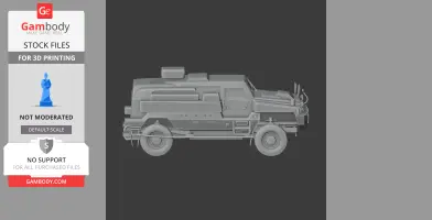 A detailed 3D model of a futuristic tank with armored design, shown in side view.
