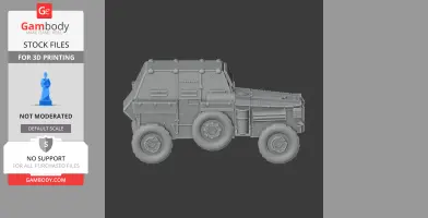 A detailed 3D model of a six-wheeled armored vehicle, ready for 3D printing.