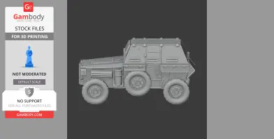 3D model of a Berliet VUM tank with detailed armored exterior and wheels, designed for 3D printing.