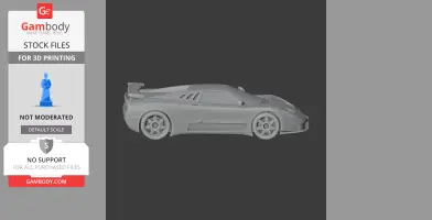3D model of a Bugatti EB110 sports car, side view, designed for 3D printing.