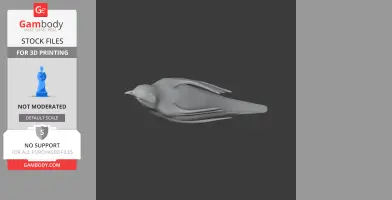3D model of an Anjouan brush warbler in a side view, designed for 3D printing.