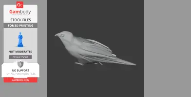 A 3D model of an Anjouan brush warbler, depicted in a neutral pose for printing.