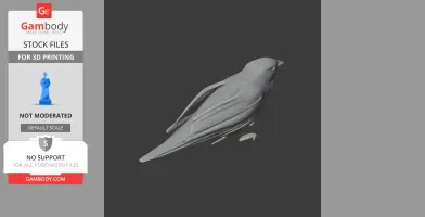 3D model of a bird, possibly a prehistoric Anjouan brush warbler, with detailed wings and tail.