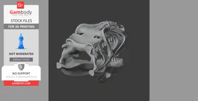 3D model of a Chuanjiesaurus skull, detailed with open jaws and visible teeth.