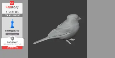 A 3D model of a bird, side view, designed for 3D printing.