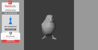 3D model of a small bird, Ankober serin, for 3D printing, shown in a neutral gray color.
