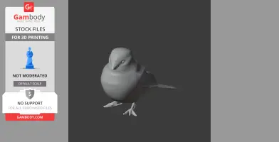 3D model of a small bird with detailed features, designed for 3D printing.