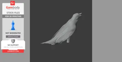 3D model of a bird, likely representing a prehistoric species, perched and detailed for 3D printing.
