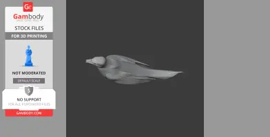 A 3D model of a prehistoric bird in flight, displayed in grayscale.