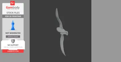 3D model of an Antarctic petrel in flight, wings extended, for 3D printing.
