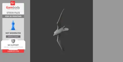 3D model of an Antarctic petrel in a dynamic flying pose, designed for 3D printing.