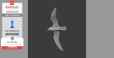 3D model of an Antarctic petrel in flight, designed for 3D printing.