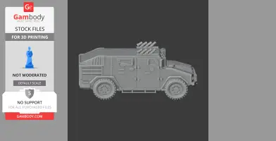 3D model of a military tank truck with missile launchers, ready for 3D printing.