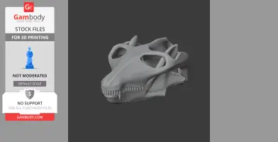 3D model of a Cionodon dinosaur skull with visible teeth and large eye sockets.