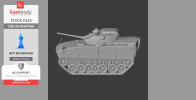 Detailed 3D model of a tank, side view, designed for 3D printing, from Gambody.