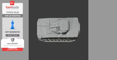 Top view of a detailed tank model for 3D printing, featuring a turret and tracks.