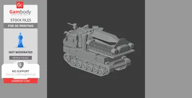 Detailed 3D model of a futuristic tank with tracks, cylinders, and mechanical components.