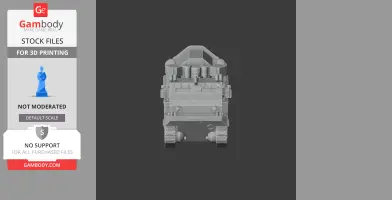 Bionix Trailblazer tank model in STL format for 3D printing, front view, detailed tracks and turret.