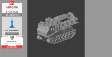 Detailed 3D model of a futuristic tank with tracks and complex machinery for 3D printing.