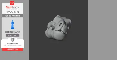 A detailed 3D model of a fantasy creature skull, designed for 3D printing.