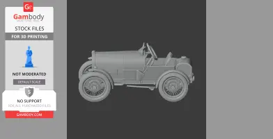 3D model of a classic Bugatti Type 13 vehicle, side view, for 3D printing.