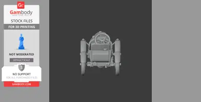 3D model of a Bugatti Type 13 vehicle, designed for 3D printing, viewed from the front.