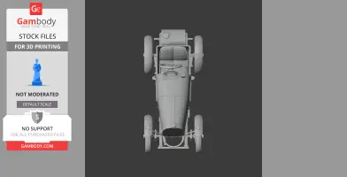 Top view of a 3D model of a vintage Bugatti Type 13 car ready for 3D printing.