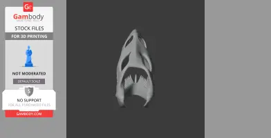3D model of a fictional dinosaur skull with intricate hollow details and sharp teeth.