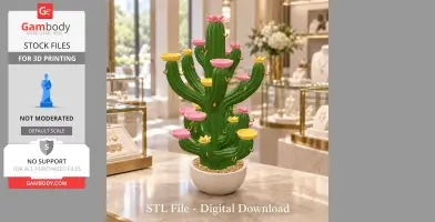 Blooming Cactus Jewelry Organizer STL File for 3D Print