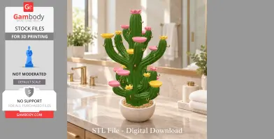 Blooming Cactus Jewelry Organizer STL File for 3D Print