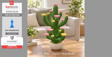 Blooming Cactus Jewelry Organizer STL File for 3D Print