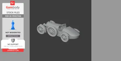 3D model of a classic Bugatti Type 35 race car, detailed and ready for 3D printing.