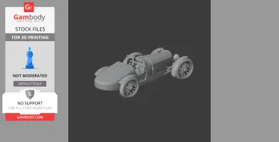 3D model of a vintage Bugatti Type 35 race car, designed for 3D printing.