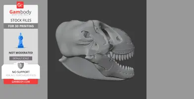 3D model of a Denversaurus skull, showcasing detailed jaw and teeth structure.