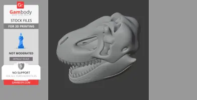 3D model of a Denversaurus skull, showing detailed features like teeth and eye sockets, suitable for printing.