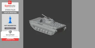 3D model of a BMP-1 tank for 3D printing, featuring detailed tracks and turret.