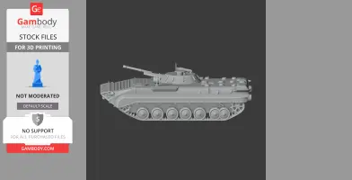 3D model of a BMP-1 tank, showcasing side view with turret and tracks, for 3D printing.