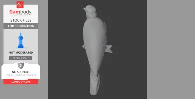 3D model of an Antillean piculet bird in a vertical position, designed for 3D printing.