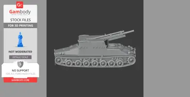 A detailed 3D model of an armored personnel carrier with tracks and mounted guns, for 3D printing.