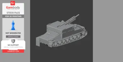 3D model of a Bobcat armoured personnel carrier with multiple barrels, designed for 3D printing.