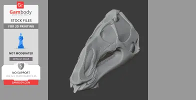 3D model of a detailed Galesaurus skull, ready for printing, shown from a side view.
