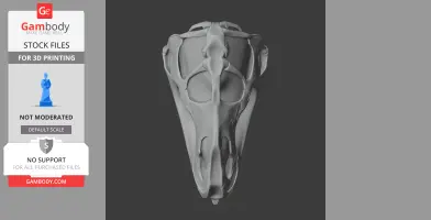 A 3D model of a Galesaurus skull replica, viewed from above, showcasing detailed bone structure.