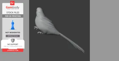 3D model of a bird, likely a brushfinch, with detailed feathers and long tail, suitable for 3D printing.
