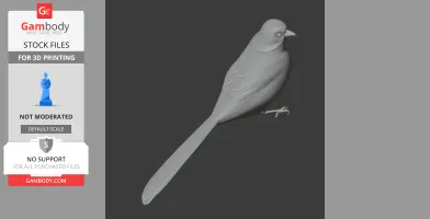 3D model of an Antioquia brushfinch, detailed with layered feathers and perched, designed for 3D printing.