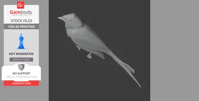 A 3D model of a prehistoric bird with intricate detailing, perched and ready for printing.
