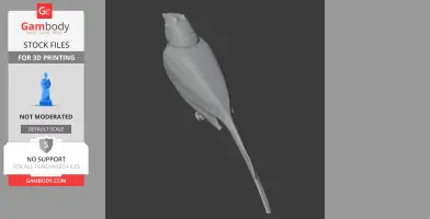 3D model of a bird-like prehistoric animal with textured head and long tail for printing.