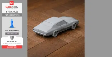 3D printed model of a Buick Skylark car on a wooden floor.