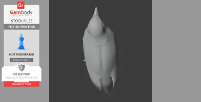 Top view of a 3D model resembling a simplified prehistoric bird, meant for 3D printing.