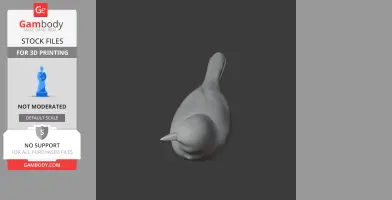 3D model of a simplified bird figure viewed from above, designed for 3D printing.