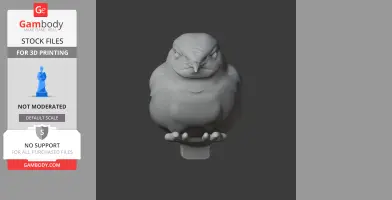 3D model of a bird with detailed features, perched with claws visible, designed for 3D printing.
